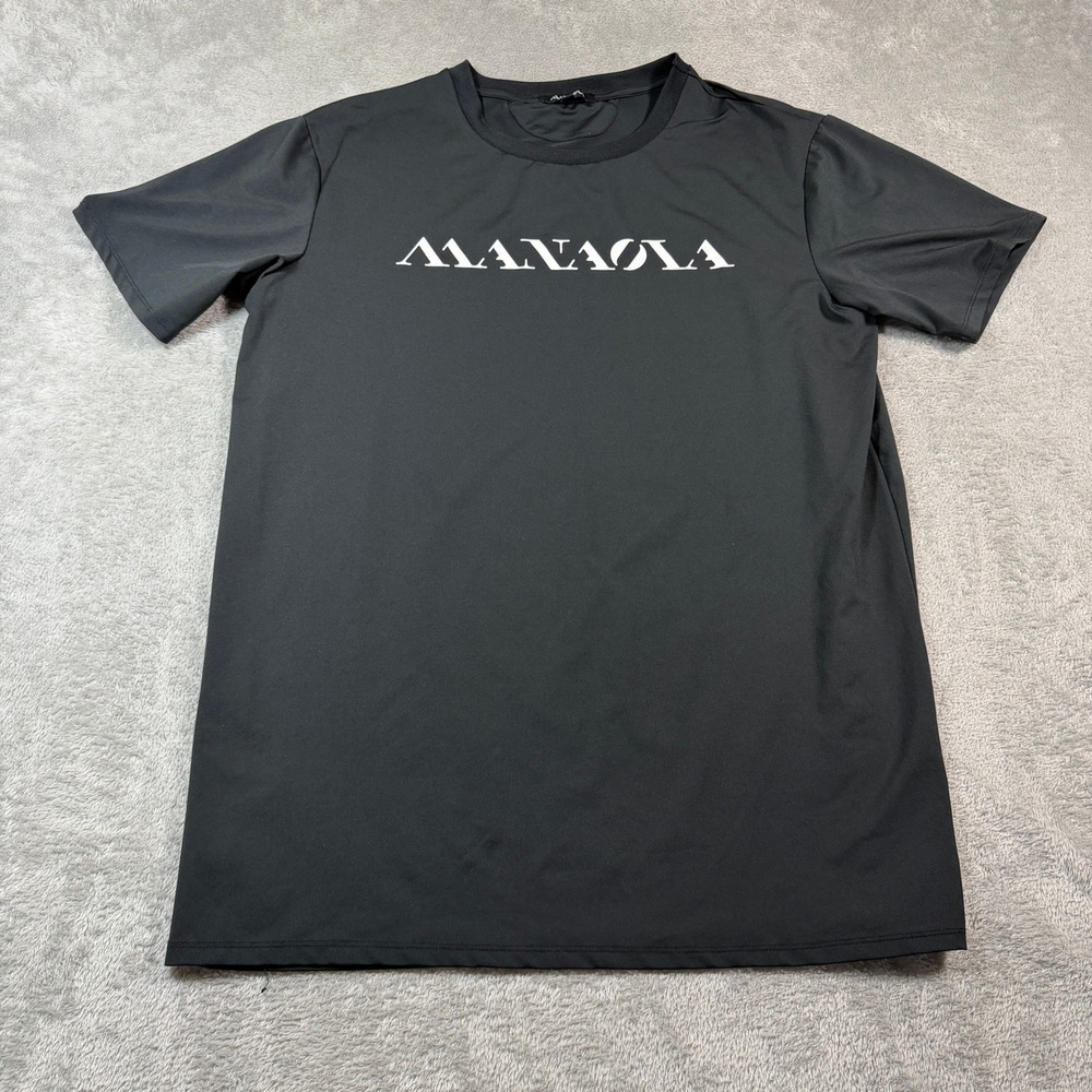 Manaola T-Shirt Mens Medium Black Short Sleeve Spellout Graphic Performance